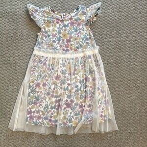 Girls size 4 Hanna Anderson Multi color floral dress. Organic cotton dress l